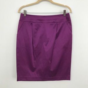 Purple Pencil Skirt with Pockets & Back Slit
